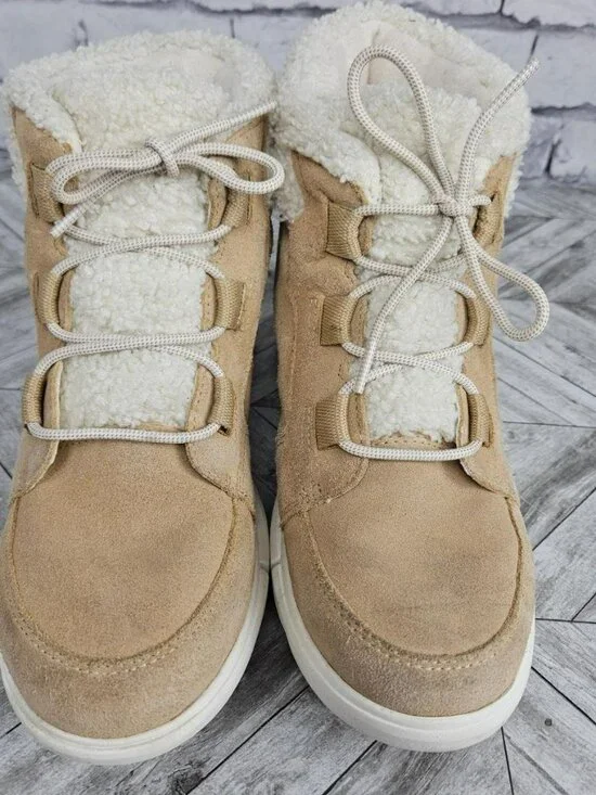 Sorel Womens 9 NL4451-262 Cozy Suede Winter Boots Sherpa Lined Booties Beige - Picture 7 of 15